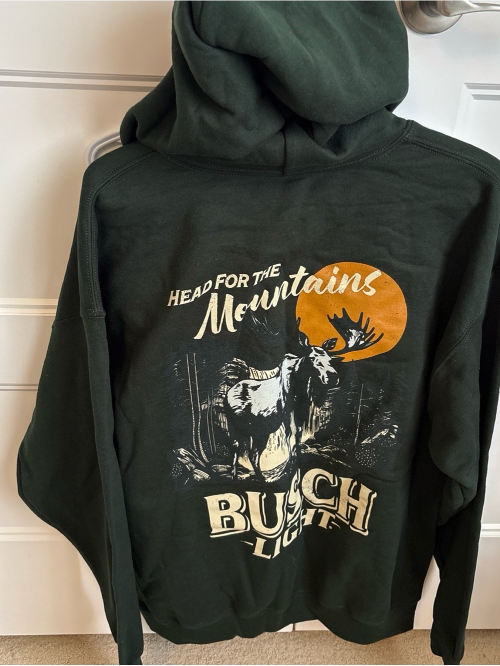 Men's Forest Green Graphic Hoodie - Head for the Mountains Busch light